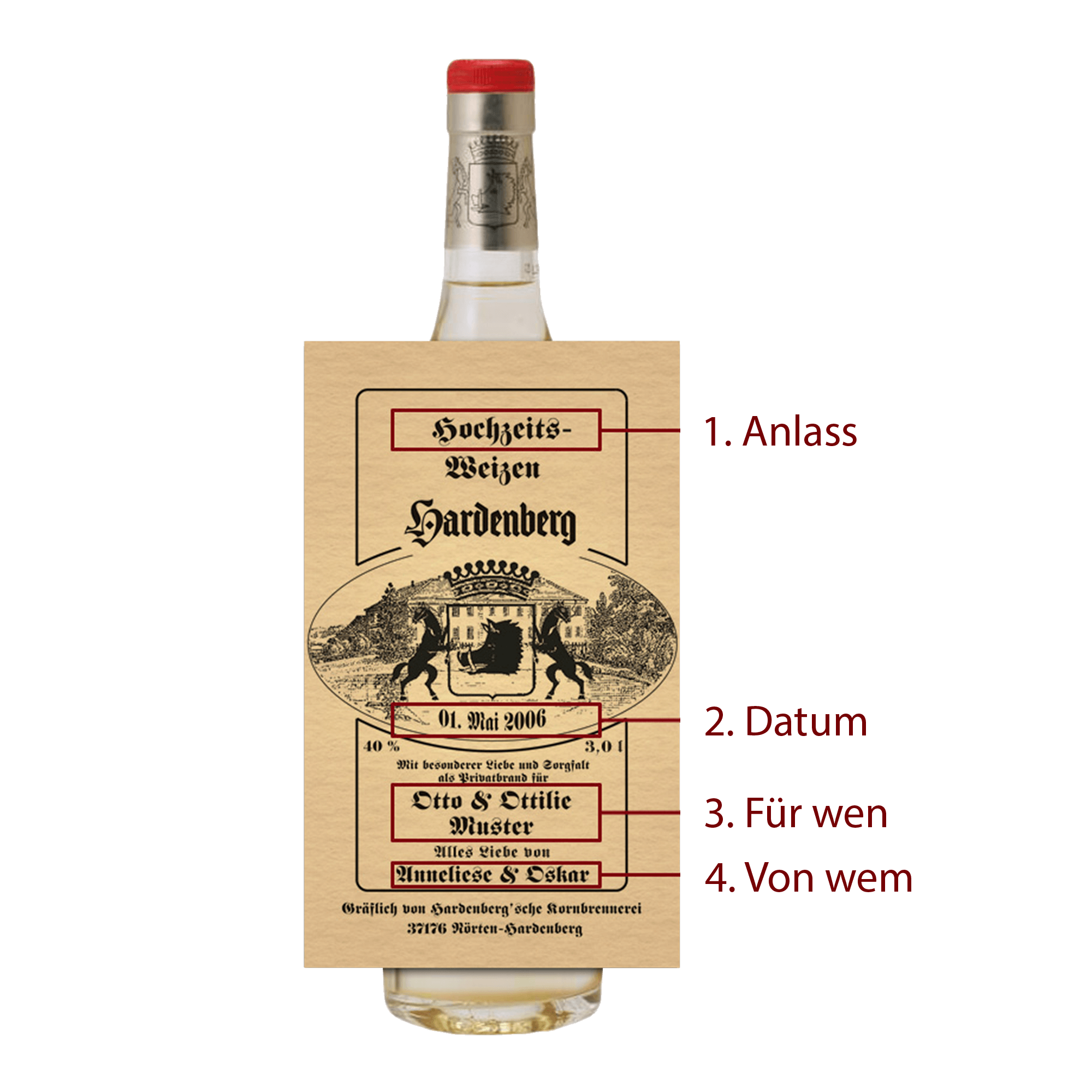 HARDENBERG Hochzeitsweizen 0,7l mit individuellem Etikett HARDENBERG Hochzeitsweizen 0,7l mit individuellem Etikett